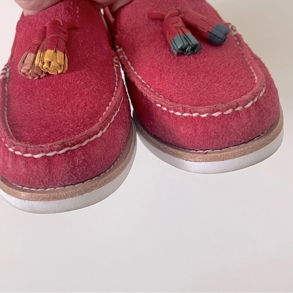 Sperry Cloud Authentic Original Red Suede Tassel Loafers Men Size 6 Rare Preppy